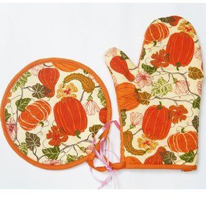 Thanksgiving Holiday Oven Mitt and Pot Holder Set